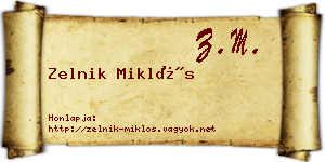 Zelnik Miklós névjegykártya